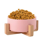 13cm/400ml Single Bowl With Wooden Stand / Pink