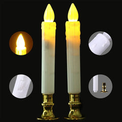 Set of 2 Elegant Flameless Long Plastic Electronic Candles