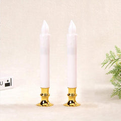 Set of 2 Elegant Flameless Long Plastic Electronic Candles