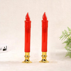 Set of 2 Elegant Flameless Long Plastic Electronic Candles