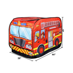 Tienda de juegos para niños: casa de aventuras con forma de camión de bomberos, coche de policía y autobús escolar