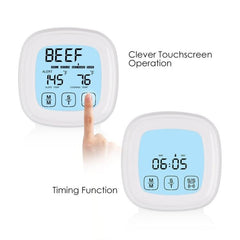 Smart Touchscreen BBQ Thermometer with Programmable Timer for Perfect Cooking