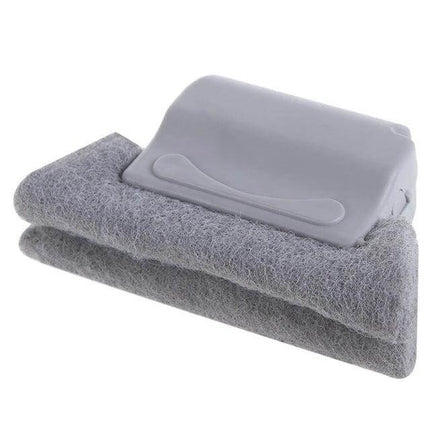 Window Groove Cleaning Brush With Fixed Brush Head - gray PP handle scrub pad for tight window grooves, blinds, vents, and sliding door tracks