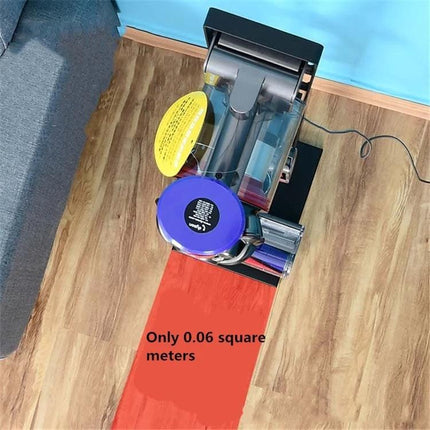 Dyson Vacuum Cleaner Wall-Mounted Storage Bracket Solution mounted holding Dyson vacuum and accessories to save floor space