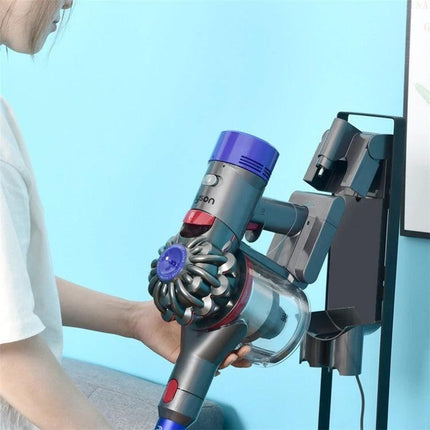Dyson Vacuum Cleaner Wall-Mounted Storage Bracket Solution holding a cordless Dyson upright and accessories for tidy garage or home storage
