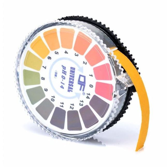 pH Test Paper Roll for Checking Acidity in Daily Liquids - compact roll with color chart for pH 0-14, ideal for home water, aquarium and experiment testing