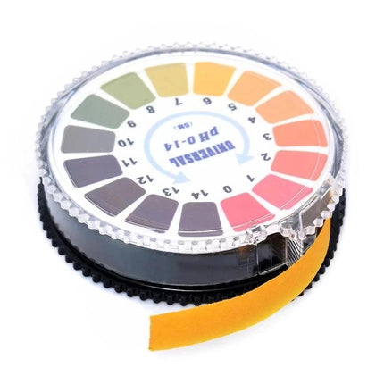 pH Test Paper Roll for Checking Acidity in Daily Liquids - portable roll with color scale showing pH 0-14 for home water, aquarium and experiments
