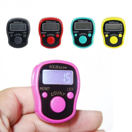 RV77 Portable Digital Finger Counter for Everyday Use - pink ergonomic finger-worn tally with luminous display