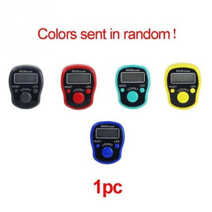 RV77 Portable Digital Finger Counter for Everyday Use ergonomic finger-worn tally with luminous display, assorted colors sent randomly