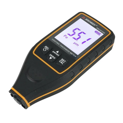 SNDWAY Gauge for Measuring Car Paint Thickness and Coating showing 2.0-inch screen displaying 55.1 μm for coating inspection