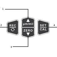 SNDWAY Gauge for Measuring Car Paint Thickness and Coating - button layout showing REC, ZERO, SET/CAL and µm/mil display