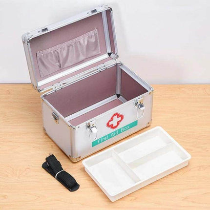 Emergency Aluminum Medicine Cabinet Small, Medium, Large, Extra Large open first aid box with removable trays and aluminum frame