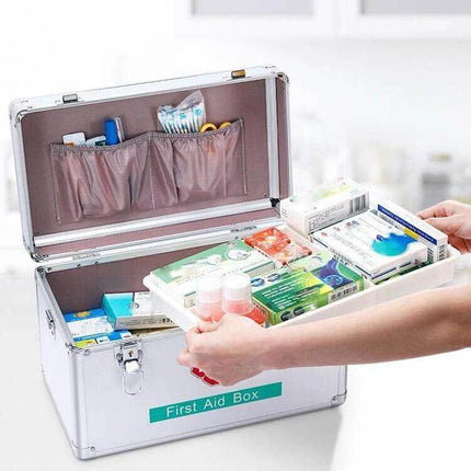 Emergency Aluminum Medicine Cabinet Small, Medium, Large, Extra Large - compact three-layer ABS and aluminum first aid storage box