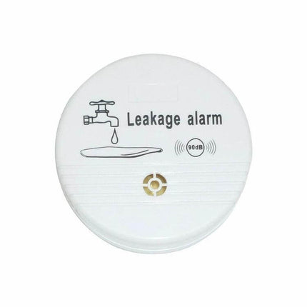 Household Water Leak and Overflow Detection Alarm compact round sensor placed under sink for early leak and overflow alerts