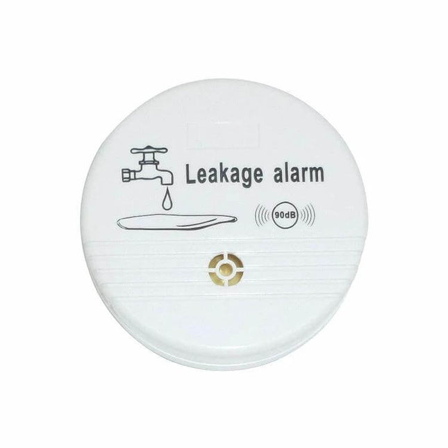 Household Water Leak and Overflow Detection Alarm compact round sensor placed under sink for early leak and overflow alerts