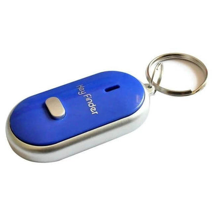 SHZONS Mini Remote Key Finder with Whistle Activation — blue compact keyring locator with whistle-activated beep and LED flash