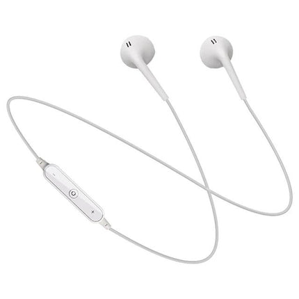 Sport Neckband Earphones With Mic For Running And Commuting, white Bluetooth neckband earbuds with mic and inline controls