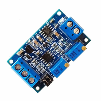 Current to Voltage Signal Conversion Module for Electronics compact PCB module with blue terminal blocks and adjustable trimmers