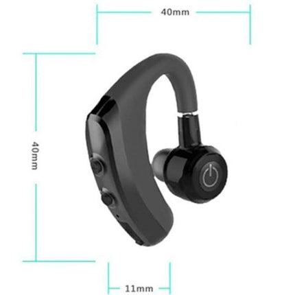Circe K5 Bluetooth Earphone With Ear Hook For Commuting single-ear black earpiece with measurements for commuting use