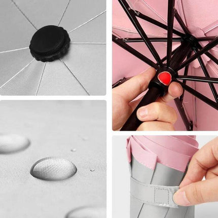 Compact Mini Pocket Umbrella for Everyday Sun and Rain Protection - lightweight 260g portable umbrella showing canopy, water-repellent fabric, foldable frame and strap
