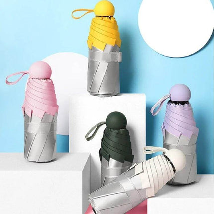 Compact Mini Pocket Umbrella for Everyday Sun and Rain Protection - compact colorful foldable umbrellas in pastel colors, pocket-sized, lightweight 260g