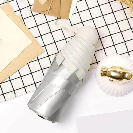Compact Mini Pocket Umbrella for Everyday Sun and Rain Protection — lightweight 260g silver foldable umbrella perfect for commuters and travelers
