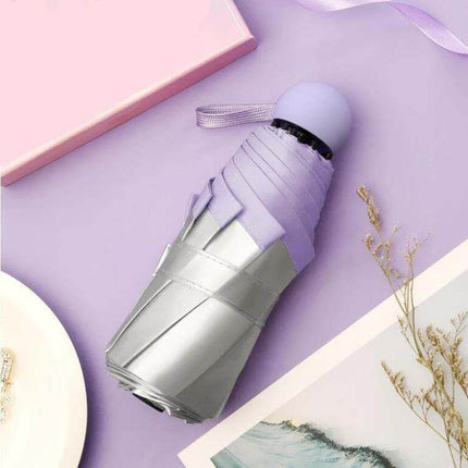 Compact Mini Pocket Umbrella for Everyday Sun and Rain Protection - lightweight 260g foldable purple umbrella for commuters and travelers