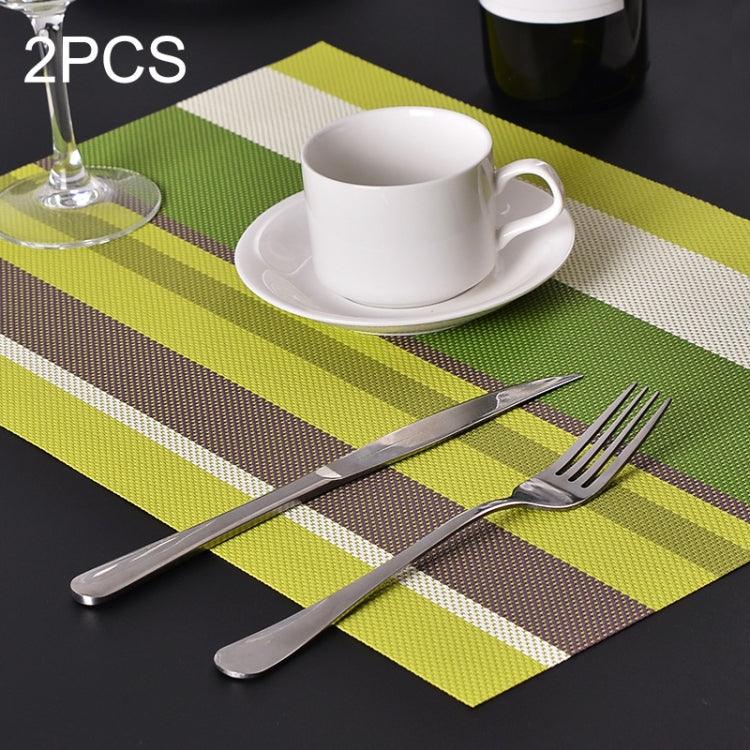 Stylish Heat Resistant PVC Stripe Placemats - Set of 2 for Safe and Elegant Dining Green