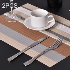 Stylish Heat Resistant PVC Stripe Placemats - Set of 2 for Safe and Elegant Dining Beige