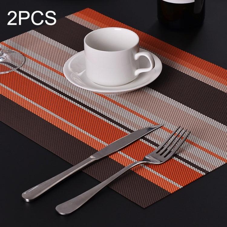 Stylish Heat Resistant PVC Stripe Placemats - Set of 2 for Safe and Elegant Dining Orange