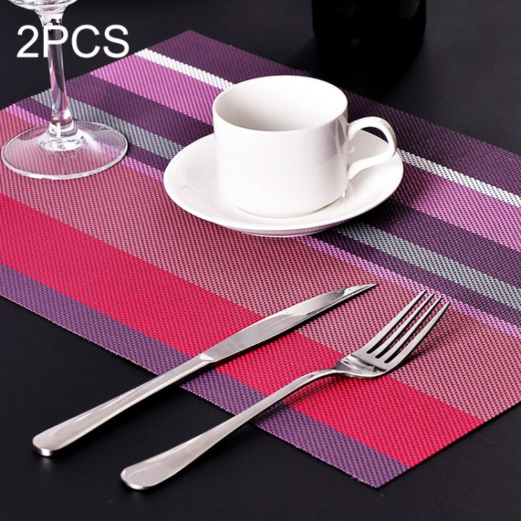 2 PCS Kitchen Dinning Table Placemat Napkins Heat Resistant PVC Stripe Mat Placemats Manteles Doilies Coaster Cup Pad