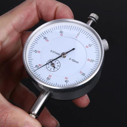 Professional Dial Indicator for Precise Engineering Measurements — 0-10mm range, 0.01mm resolution for concentricity and alignment checks in workshops
