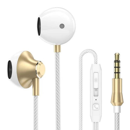 PTM Wired Earphones With Inline Mic For Calls And Commuting white gold earbuds 3.5mm jack inline controls microphone