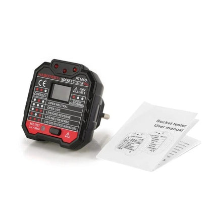 Practical Socket Voltage Tester for Home Electrical Safety compact plug-in tester with LED indicators and user manual