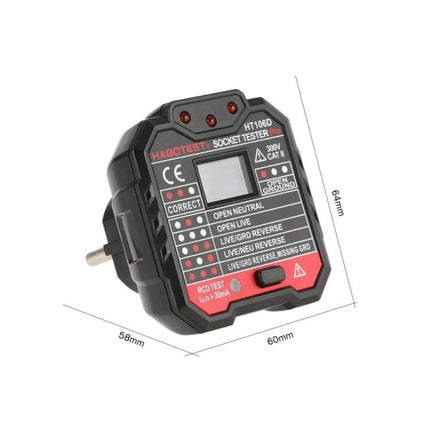 Practical Socket Voltage Tester for Home Electrical Safety compact plug-in tester showing LED indicators and measurements