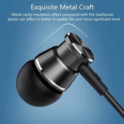 Langsdom Wired In Ear Earphones For Commuting And Calls black metal in-ear earbud with secure hook and 3.5mm wired cable