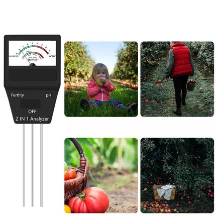 Dual Function Soil pH and Fertility Tester for Gardening handheld probe measuring pH and fertility for home gardens