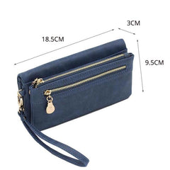 Stylish Women's High-Capacity Double-Zipper Clutch Wallet