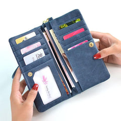 Stylish Women's High-Capacity Double-Zipper Clutch Wallet