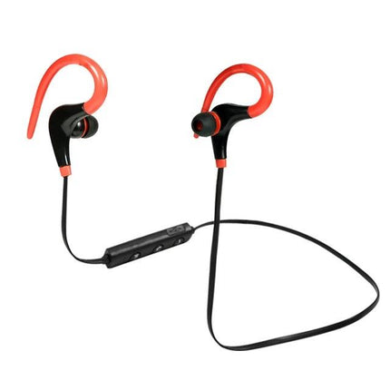 AiWei Wireless Earphones With Ear Hook For Workouts in black and red with inline controls and secure over-ear hooks