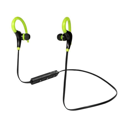 AiWei Wireless Earphones With Ear Hook For Workouts black and green Bluetooth earphones with inline controls, secure fit