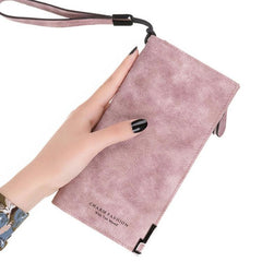 Chic Retro PU Leather Zipper Wallet Clutch for Women - Long Dull Finish with Coin Pocket and Card Holder