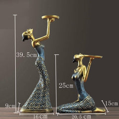 Elegant Vintage Lady Candle Holder Sculpture for Dining Table Decor