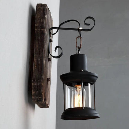 Vintage Wall Lamp for Cozy Home Cafe Lighting - rustic hanging lantern sconce with exposed incandescent bulb for warm, inviting nook illumination