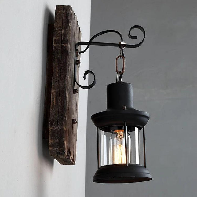 Vintage Wall Lamp for Cozy Home Cafe Lighting - rustic hanging lantern sconce with exposed incandescent bulb for warm, inviting nook illumination