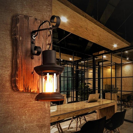 Vintage Wall Lamp for Cozy Home Cafe Lighting - rustic black wall lantern over reading nook creating warm ambient glow
