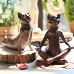 Serene Yoga Cat Decorative Figurine for Home and Gifts