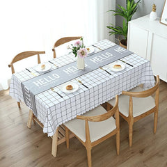 Elegant Waterproof PVC Table Cover for Dining and Coffee Tables - Oil-Resistant and Heat-Guarding Hello White 120x120cm Square Table