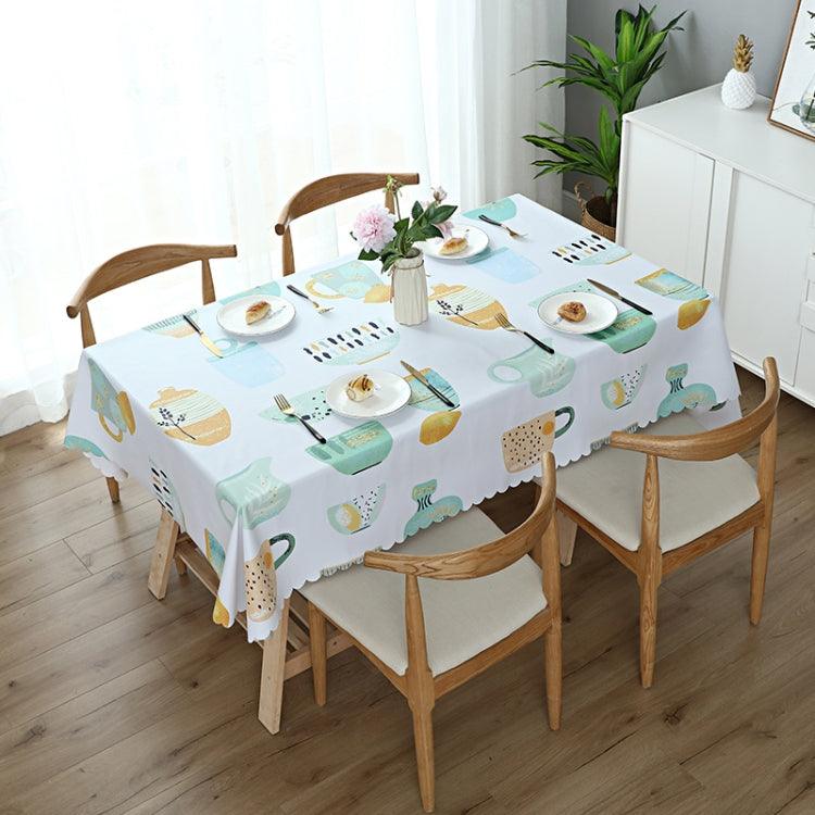 Elegant Waterproof PVC Table Cover for Dining and Coffee Tables - Oil-Resistant and Heat-Guarding Cup 140x140cm Square Table