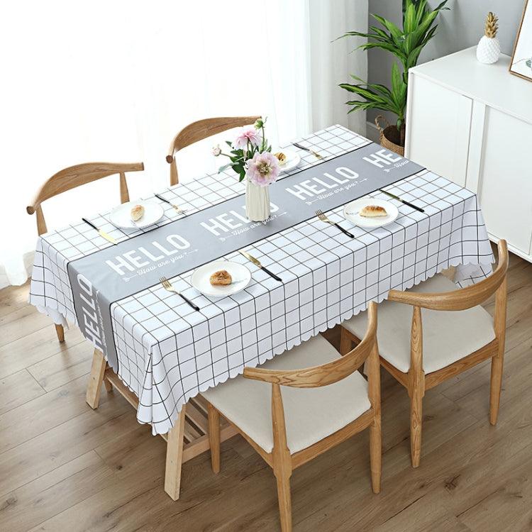 Elegant Waterproof PVC Table Cover for Dining and Coffee Tables - Oil-Resistant and Heat-Guarding Hello White 140x180cm Dining Table